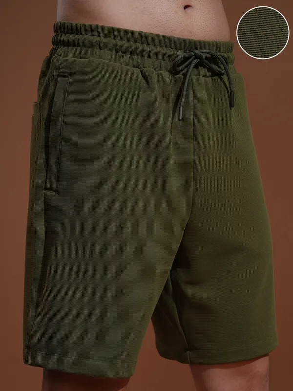 Highlander Men Olive Loose Fit Shorts