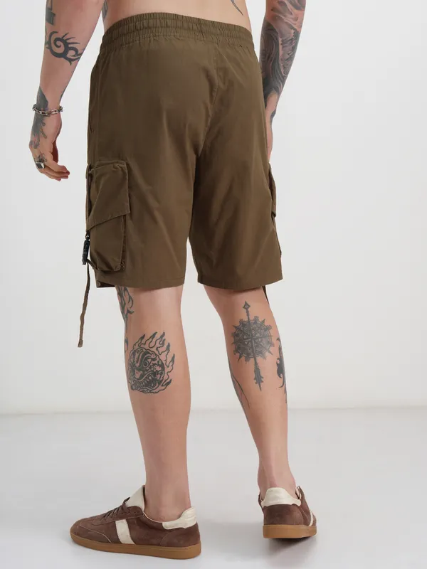 Highlander Men Brown Slim Fit Cargo Shorts