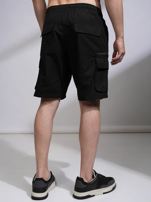 Highlander Men Black Regular Fit Cargo Shorts