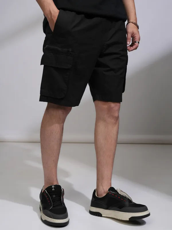 Highlander Men Black Regular Fit Cargo Shorts