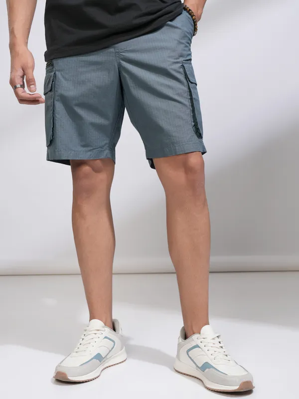 Highlander Men Blue Regular Fit Cargo Shorts
