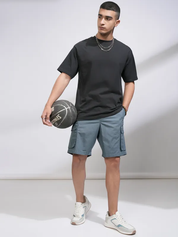Highlander Men Blue Regular Fit Cargo Shorts