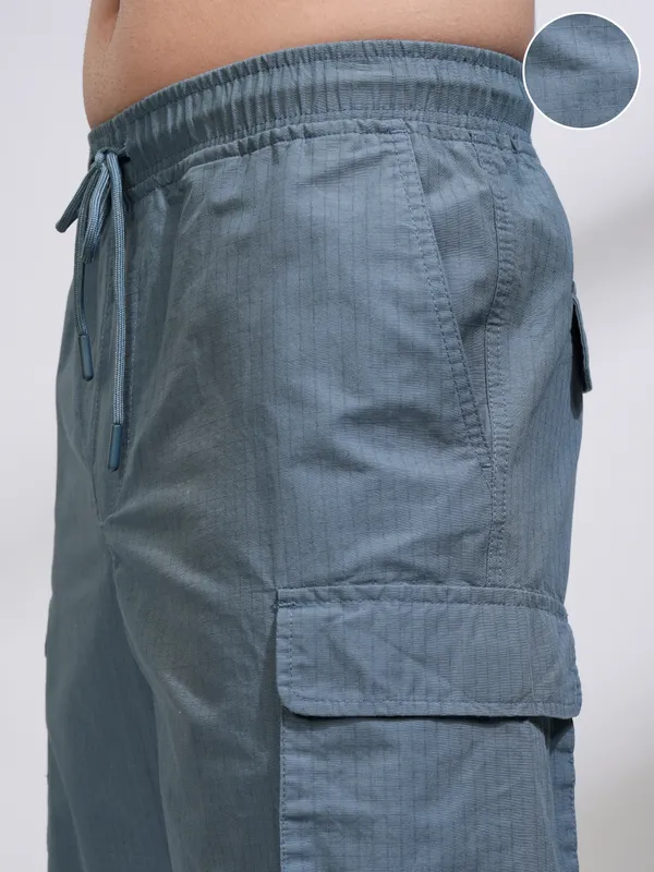 Highlander Men Blue Regular Fit Cargo Shorts