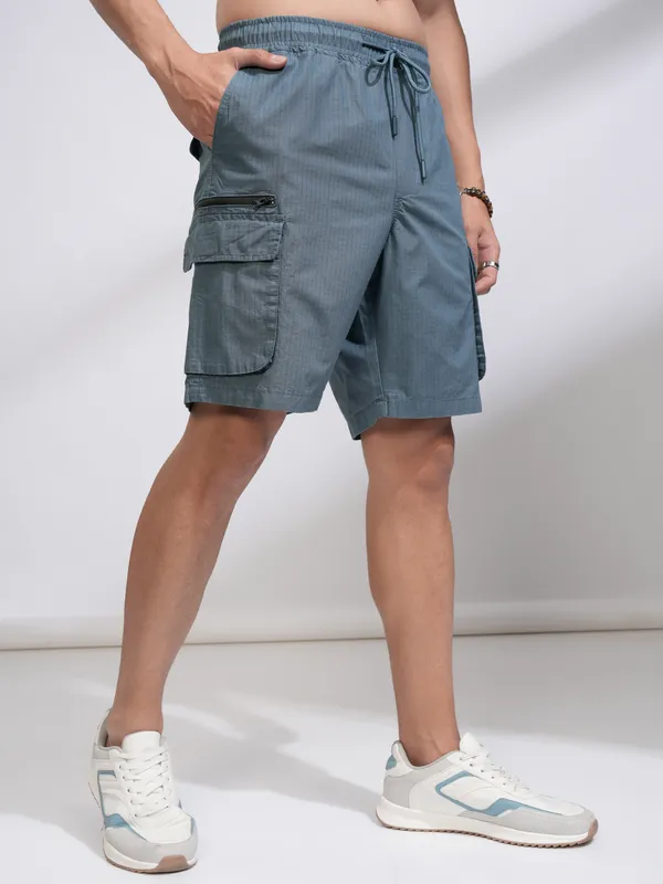 Highlander Men Blue Regular Fit Cargo Shorts