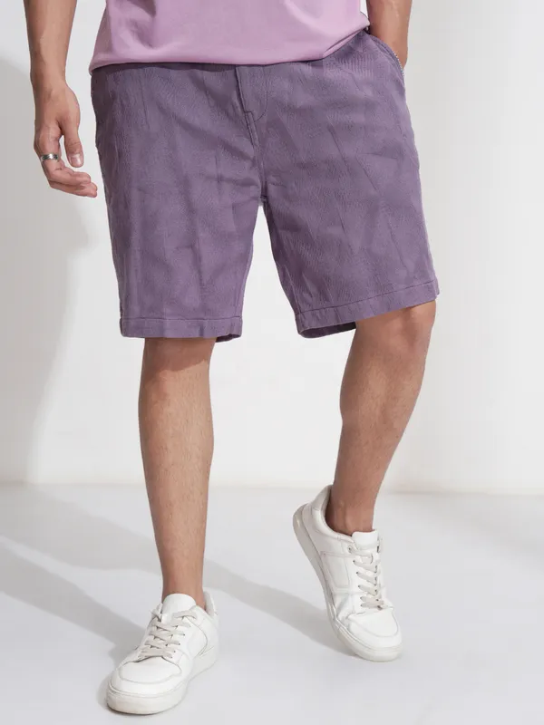 Highlander Men Purple Cotton Shorts