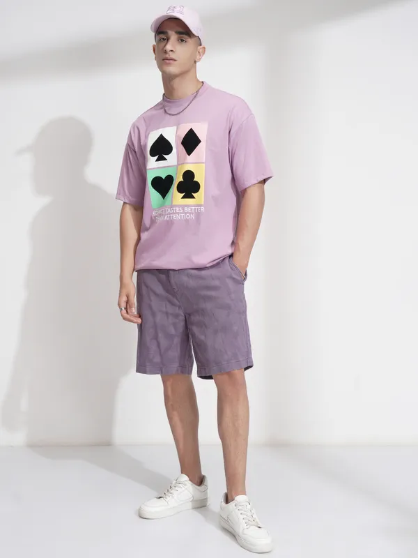 Highlander Men Purple Cotton Shorts