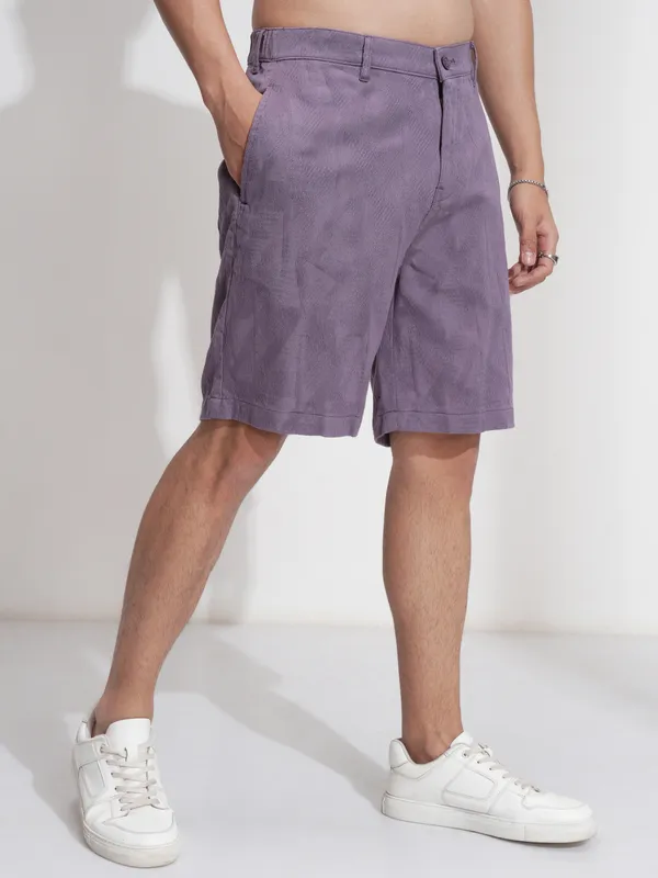 Highlander Men Purple Cotton Shorts