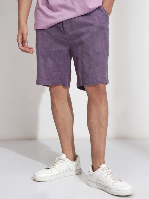 Highlander Men Purple Cotton Shorts