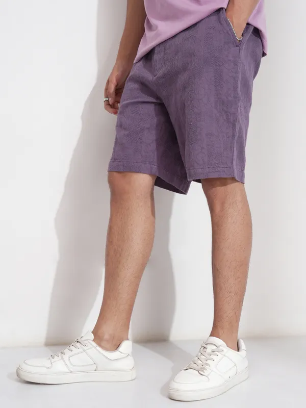 Highlander Men Purple Cotton Shorts