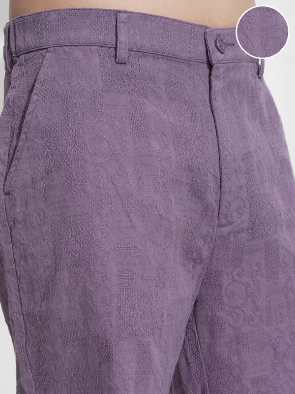 Highlander Men Purple Cotton Shorts