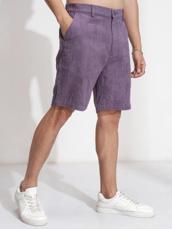 Highlander Men Purple Cotton Shorts