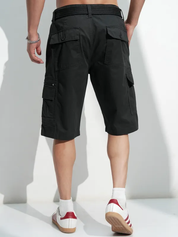 Highlander Men Black Regular Fit Cargo Shorts