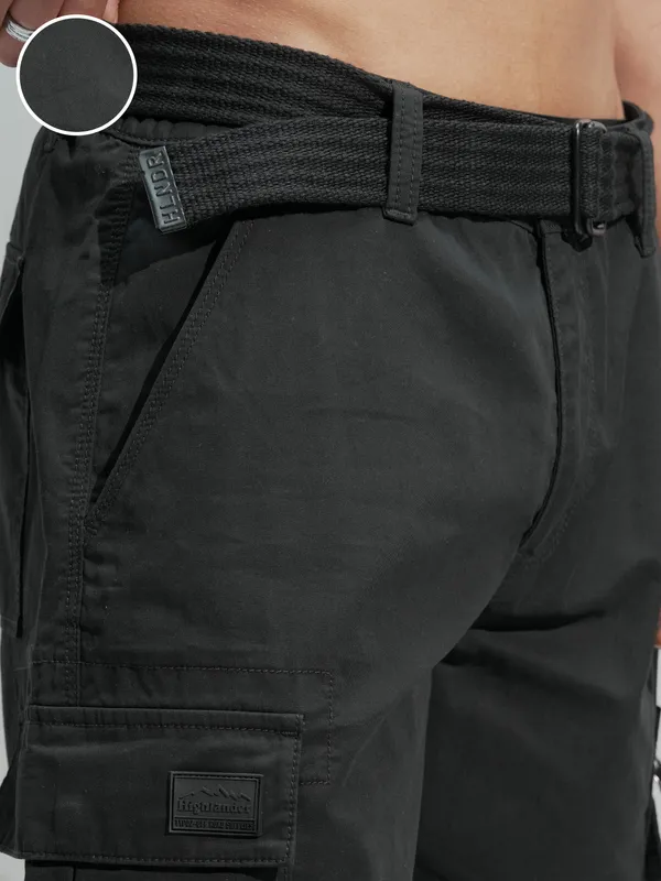 Highlander Men Black Regular Fit Cargo Shorts