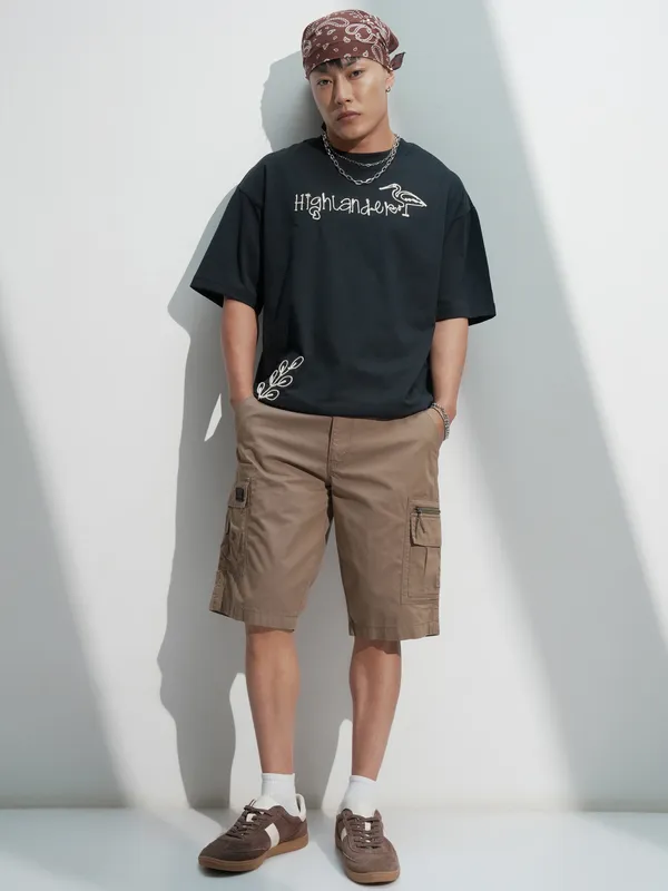 Highlander Men Brown Regular Fit Cargo Shorts