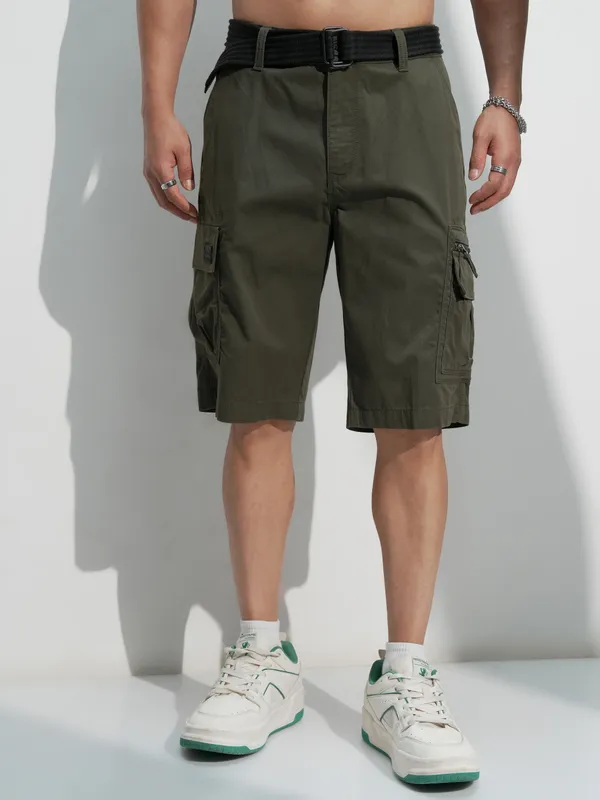 Highlander Men Black Regular Fit Cargo Shorts