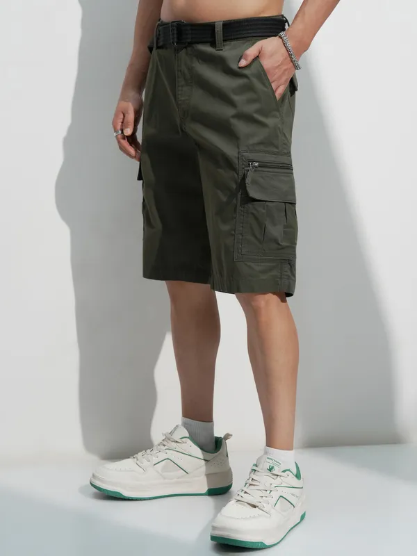 Highlander Men Black Regular Fit Cargo Shorts