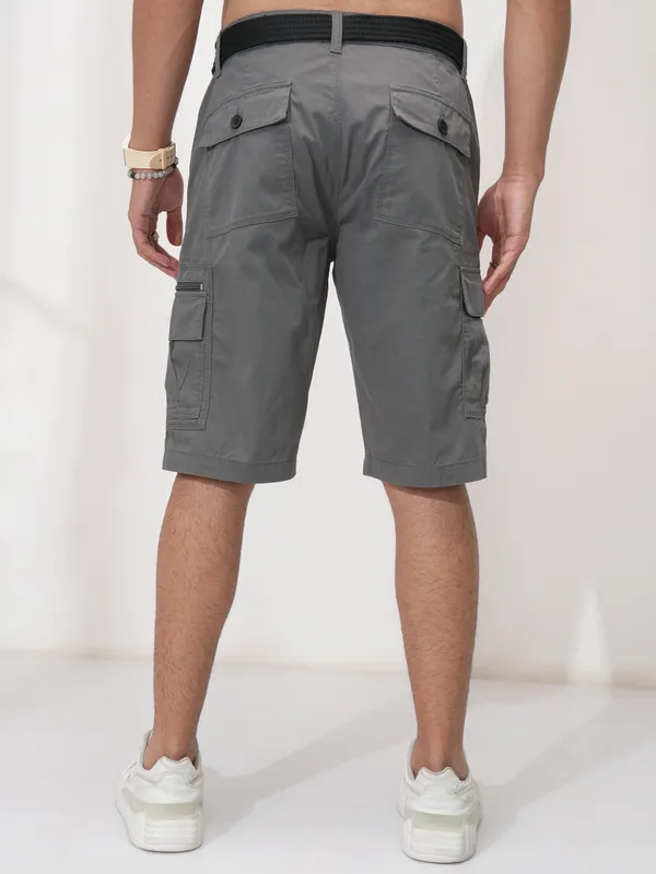 Highlander Men Grey Regular Fit Cargo Shorts