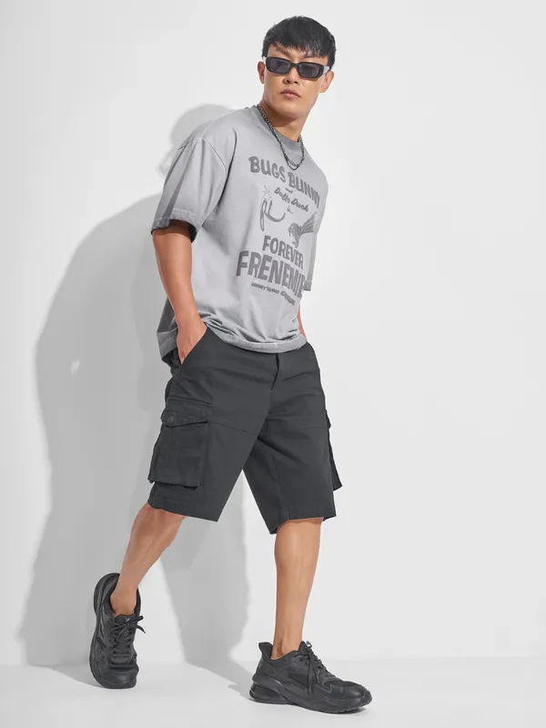 Highlander Men Black Regular Fit Cargo Shorts