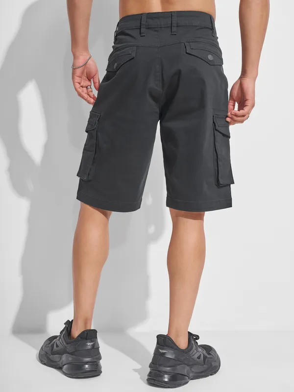 Highlander Men Black Regular Fit Cargo Shorts