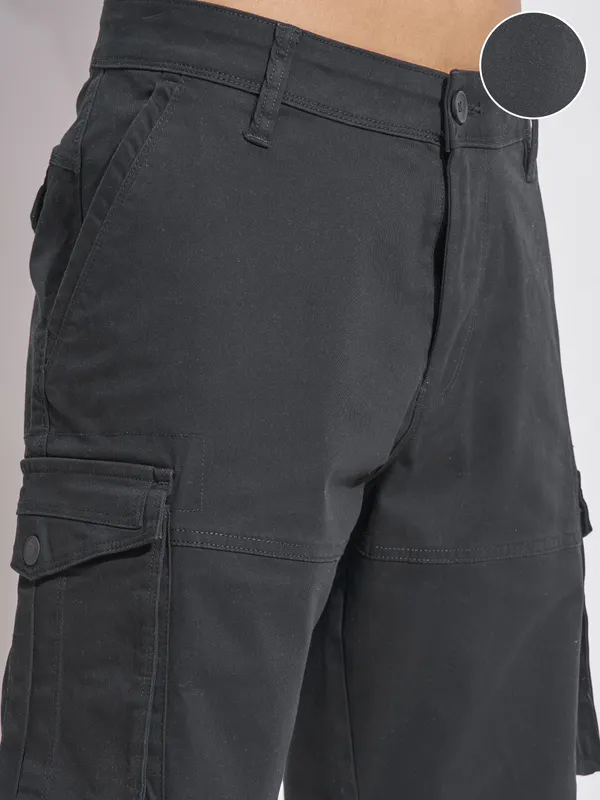 Highlander Men Black Regular Fit Cargo Shorts