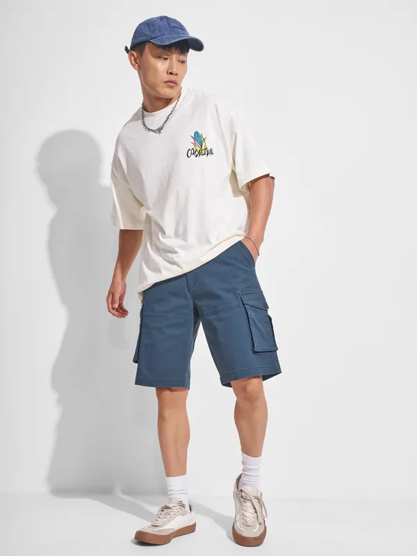 Highlander Men Blue Regular Fit Cargo Shorts