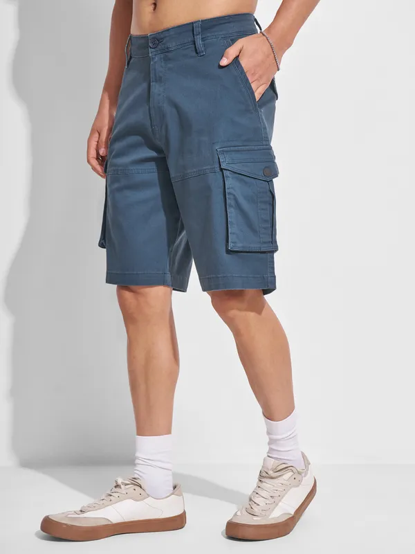 Highlander Men Blue Regular Fit Cargo Shorts