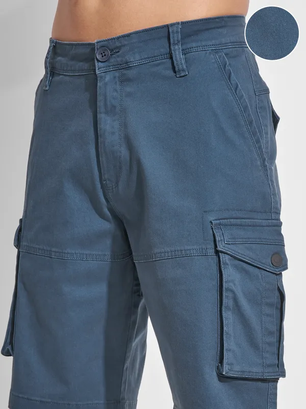 Highlander Men Blue Regular Fit Cargo Shorts