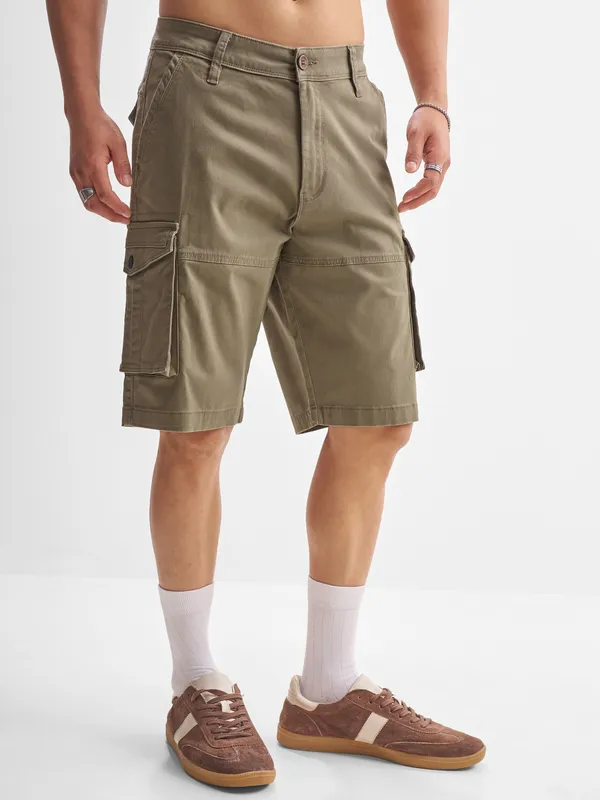 Highlander Men Brown Regular Fit Cargo Shorts