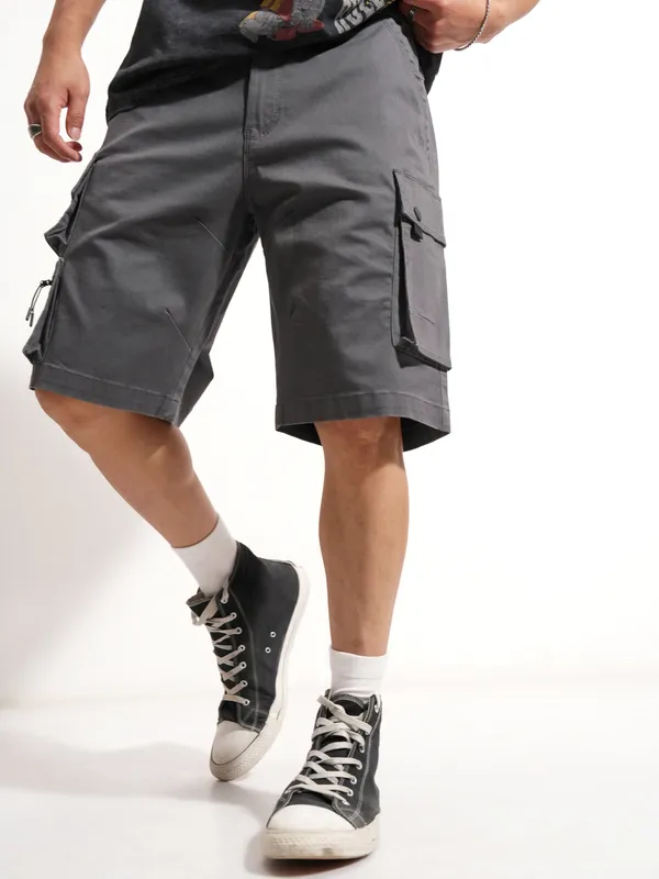 Highlander Men Grey Regular Fit Cargo Shorts