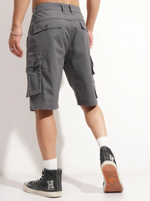 Highlander Men Grey Regular Fit Cargo Shorts