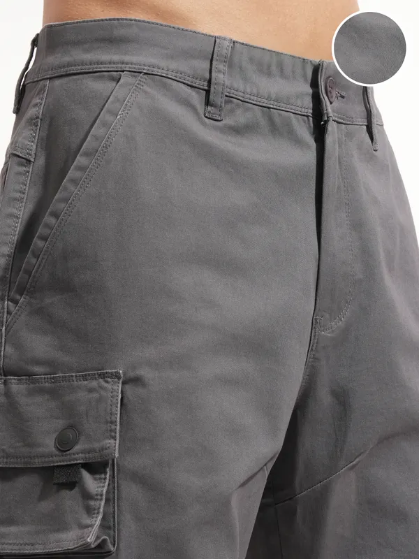 Highlander Men Grey Regular Fit Cargo Shorts