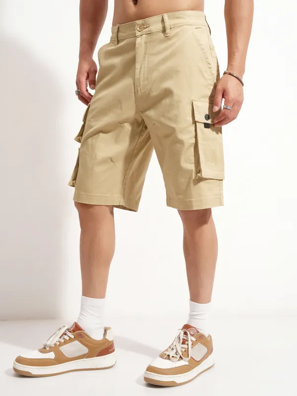 Highlander Men Brown Regular Fit Cargo Shorts