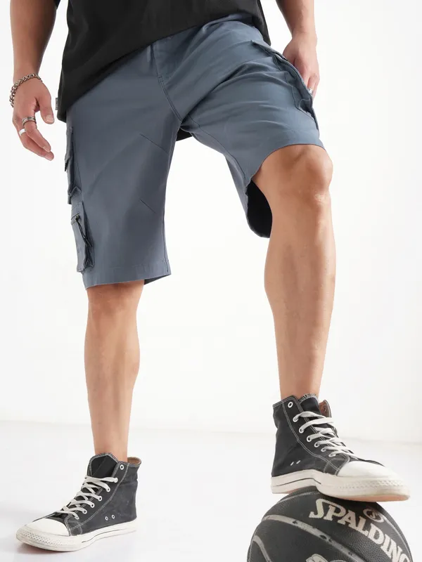 Highlander Men Grey Regular Fit Cargo Shorts