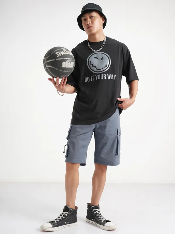 Highlander Men Grey Regular Fit Cargo Shorts