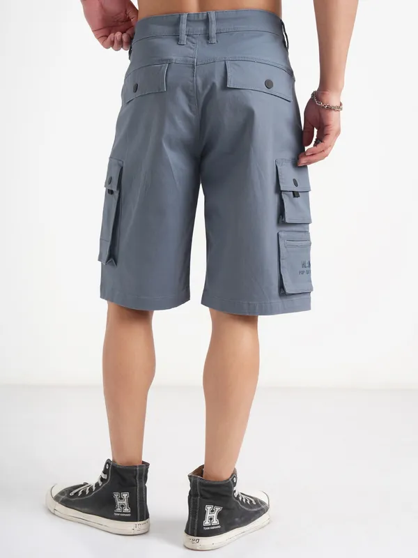 Highlander Men Grey Regular Fit Cargo Shorts