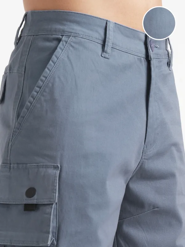 Highlander Men Grey Regular Fit Cargo Shorts