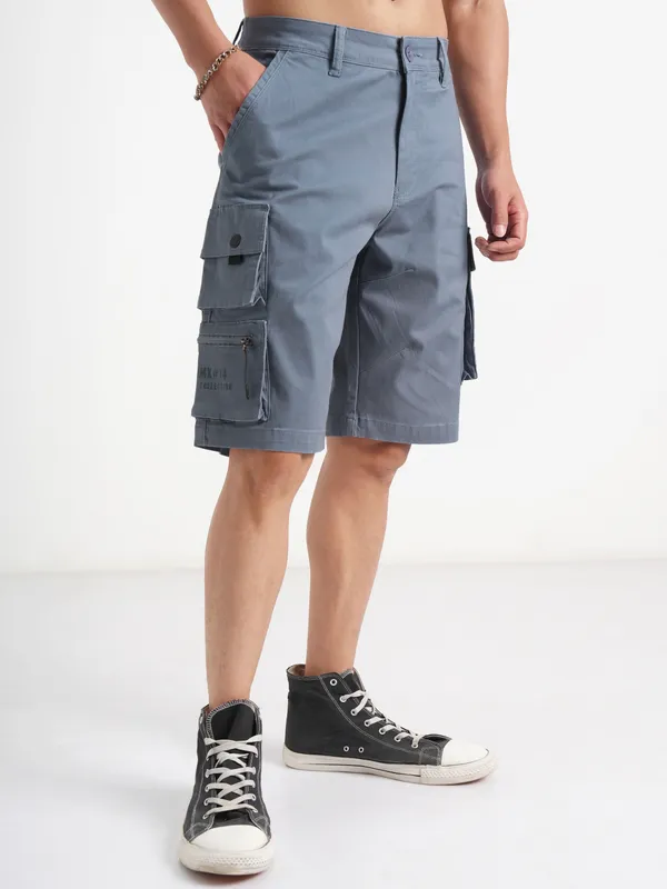 Highlander Men Grey Regular Fit Cargo Shorts