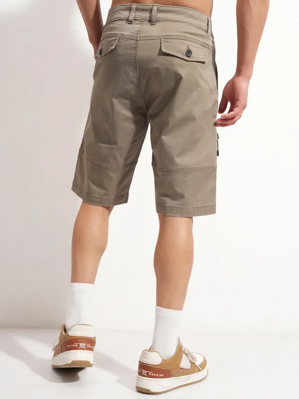 Highlander Men Grey Relaxed Fit Cargo Shorts