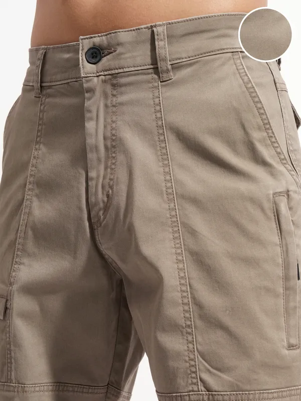 Highlander Men Grey Relaxed Fit Cargo Shorts