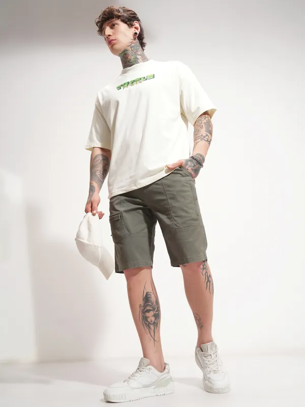 Highlander Men Teal Relaxed Fit Cargo Shorts