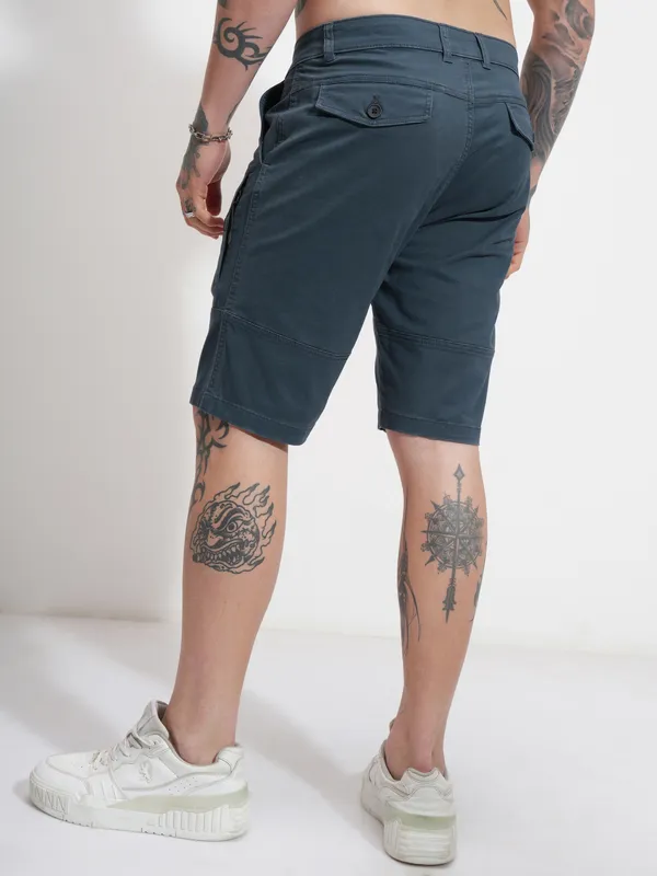 Highlander Men Blue Relaxed Fit Cargo Shorts