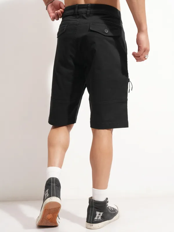 Highlander Men Black Regular Fit Cargo Shorts