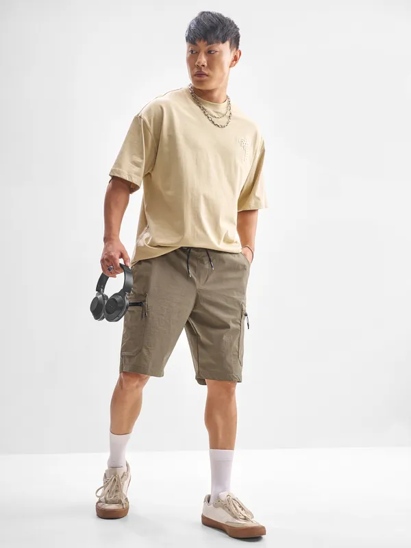 Highlander Men Brown Slim Fit Cargo Shorts