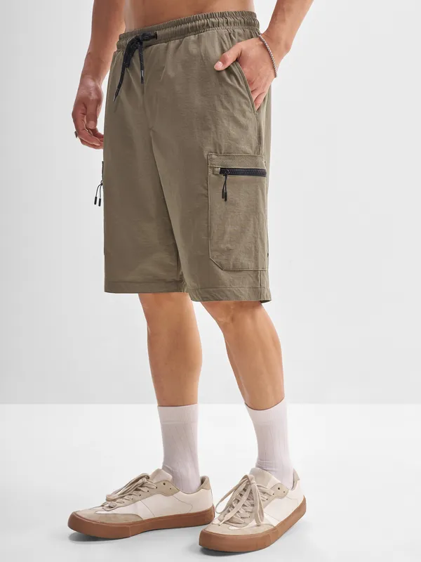 Highlander Men Brown Slim Fit Cargo Shorts