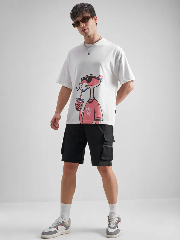 Highlander Men Black Slim Fit Cargo Shorts