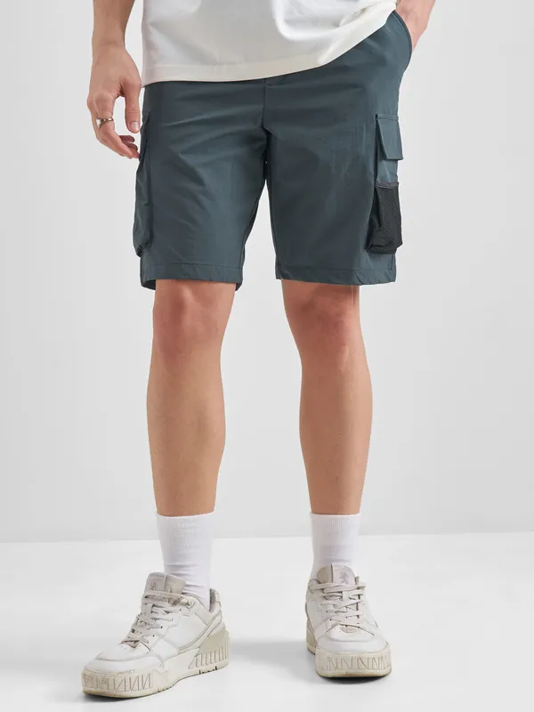 Highlander Men Blue Slim Fit Cargo Shorts