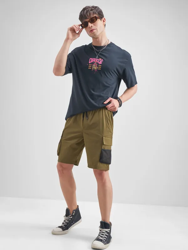 Highlander Men Brown Slim Fit Cargo Shorts