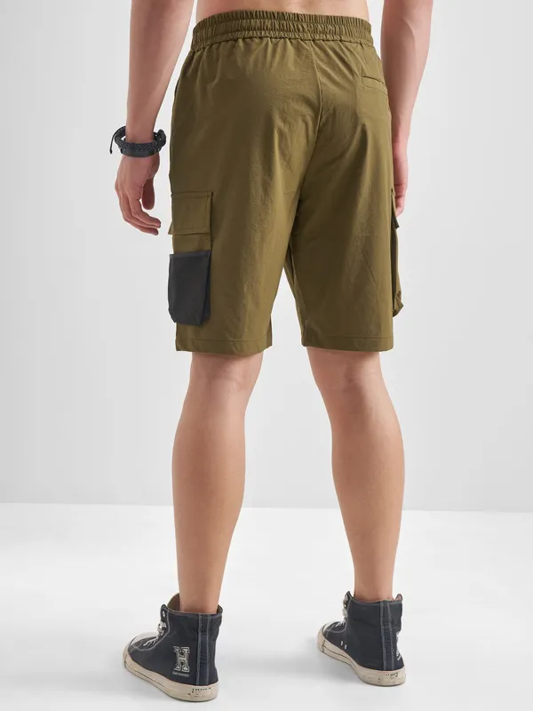 Highlander Men Brown Slim Fit Cargo Shorts