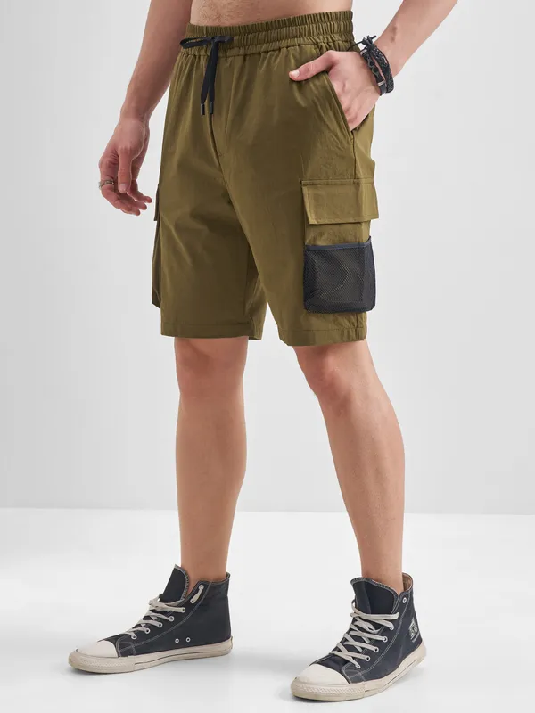 Highlander Men Brown Slim Fit Cargo Shorts