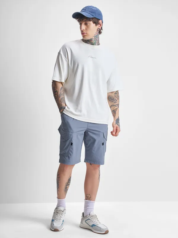 Highlander Men Blue Slim Fit Cargo Shorts